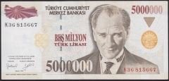 7.Emisyon 5 000 000 Lira K36 815667 Çok Temiz+