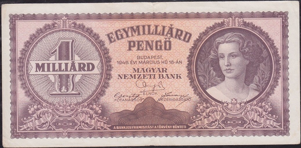 Macaristan 1000000000 Pengo 1946 Çok Temiz +