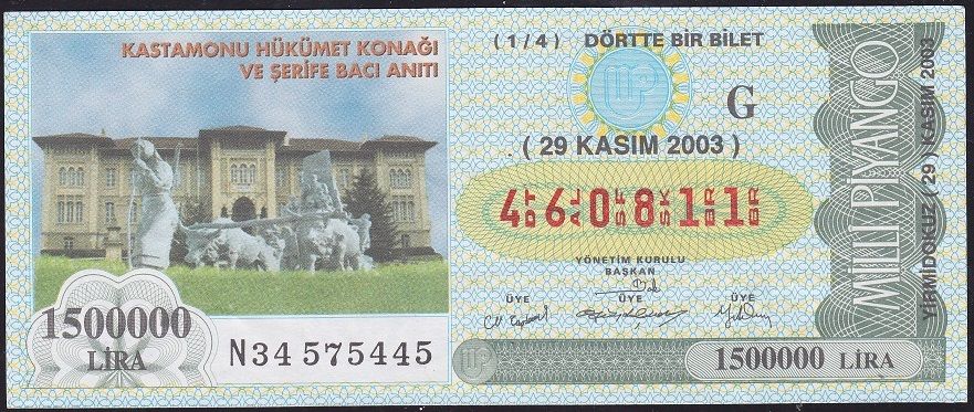2003 29 Kasım Çeyrek Bilet - G Serisi