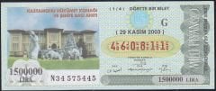 2003 29 Kasım Çeyrek Bilet - G Serisi