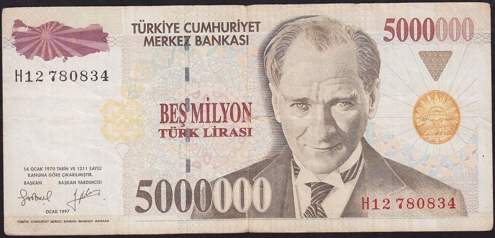 7.Emisyon 5 000 000 Lira H12 780834 Çok Temiz
