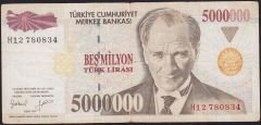 7.Emisyon 5 000 000 Lira H12 780834 Çok Temiz