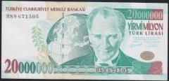 7.EMİSYON 20 000 000 LİRA H89 671505 ÇÇT eski para satan dükkanlar