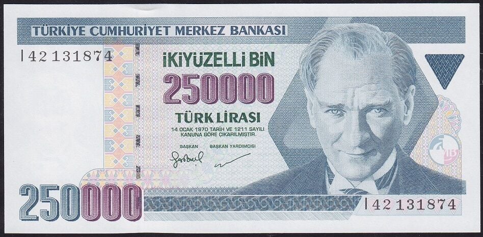 7.Emisyon 3.Tertip 250.000 Lira I42 131874 Çil