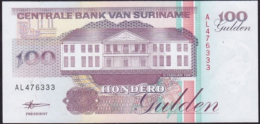 Suriname 100 Gulden 1998 Çil 333
