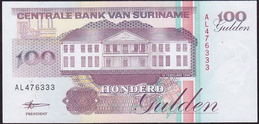 Suriname 100 Gulden 1998 Çil 333