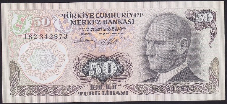 6.EMİSYON 2.TERTİP 50 LİRA I62 342873 ÇÇT +