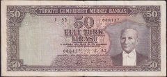 5.Emisyon 6.Tertip 50 Lira I52 008137 Çok Temiz
