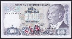 7.Emisyon 1.Tertip 1000 Lira A78 633899 Çil