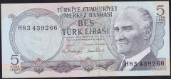 6.Emisyon 2.Tertip 5 Lira H83 439266 Çil