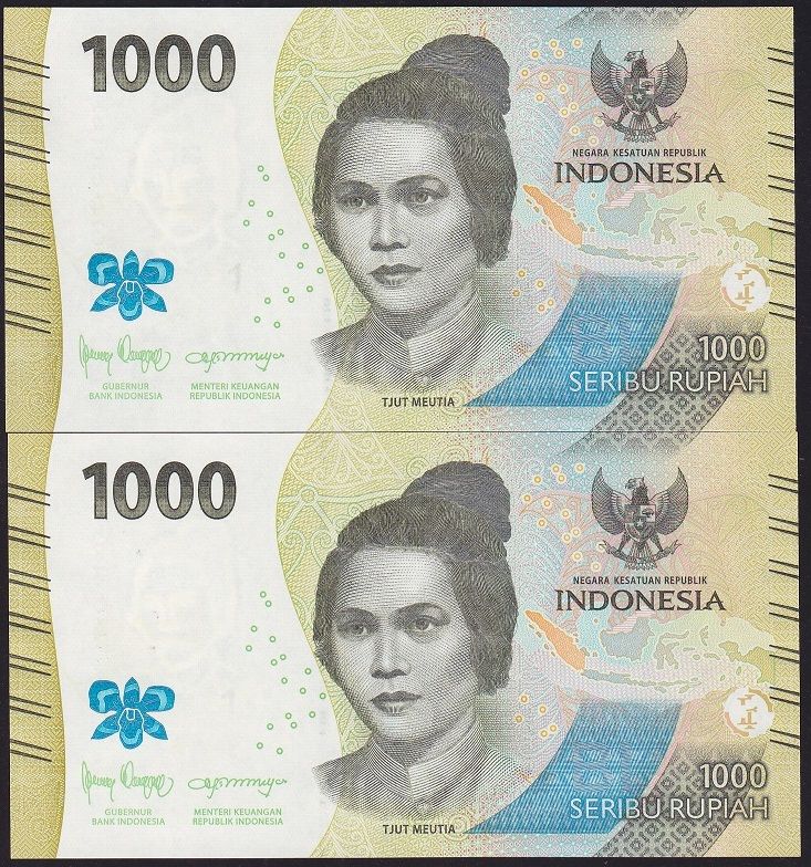 Endonezya 1000 Rupiah 2023 2 Adet Seri Takipli Çil 399 - 400