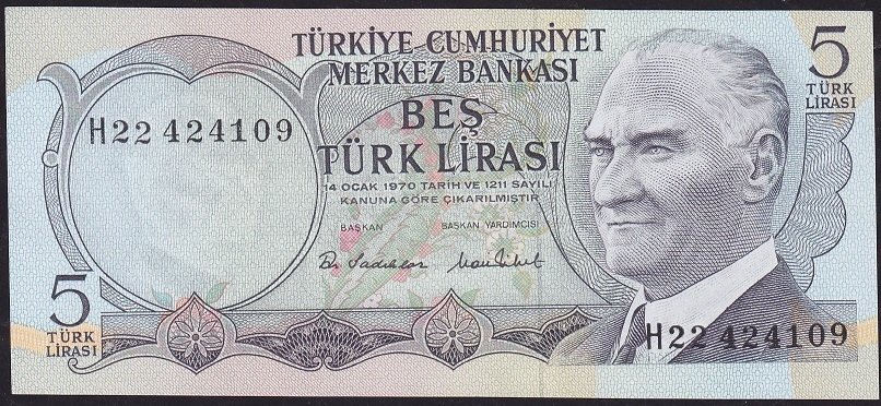 6.Emisyon 2.Tertip 5 Lira H22 424109 Çil