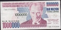 7.Emisyon 3.Tertip 1 000 000 Lira T44 770366 Çok Temiz