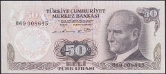 6.Emisyon 1.Tertip 50 Lira H69 008645 Çok Çok Temiz