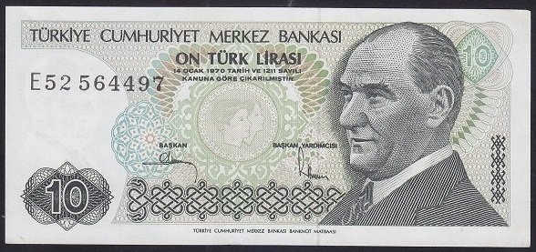 7.EMİSYON 2.TERTİP 10 LİRA E52 564497 ÇİLALTI