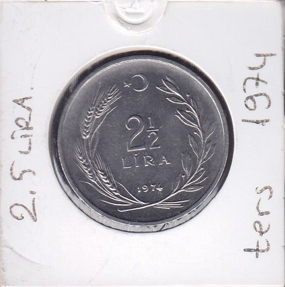 1974 Yılı 2.5 Lira Ters