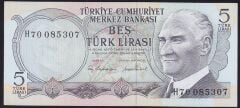 6.Emisyon 2.Tertip 5 Lira H70 085307 Çil