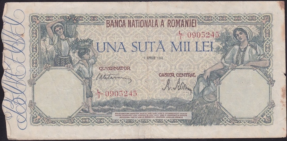 ROMANYA 100000 LEİ 1946 ÇOK TEMİZ +   P58