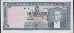 5.Emisyon 3.Tertip 5 Lira G21 400529 Çok Temiz+