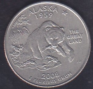 AMERİKA ÇEYREK DOLAR 2008 - ALASKA EYALETİ eski para