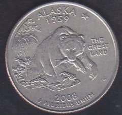 AMERİKA ÇEYREK DOLAR 2008 - ALASKA EYALETİ eski para