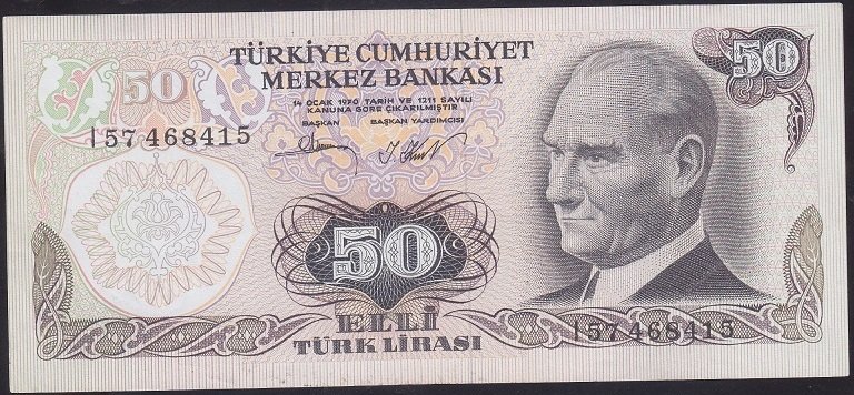 6.EMİSYON 2.TERTİP 50 LİRA I57 468415 ÇÇT + eski kağıt para değerleri