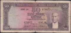 5.Emisyon 2.Tertip 50 Lira J8 078077 Haliyle