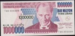 7.Emisyon 3.Tertip 1000000 Lira T46 333339 Çil