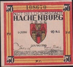 Almanya 50 Pfennig Notgeld 1921 Çil Filigranlı