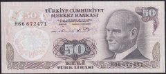 6.Emisyon 1.Tertip 50 Lira H66 672471 Çok Temiz+