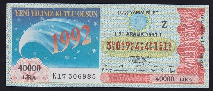 1991 31 ARALIK YARIM BİLET