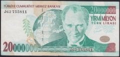 7.EMİSYON 20 000 000 LİRA J62 755811 ÇÇT