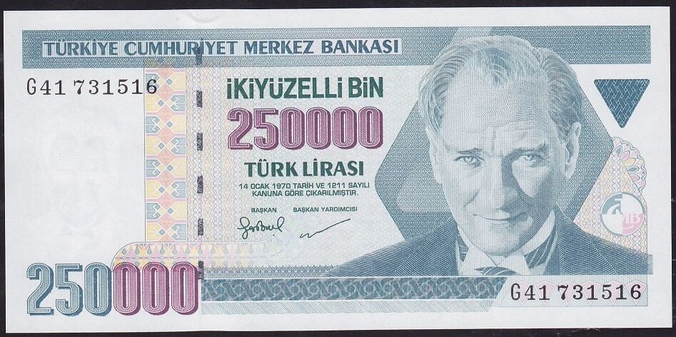 7.Emisyon 3.Tertip 250.000 Lira G41 731516 Çil