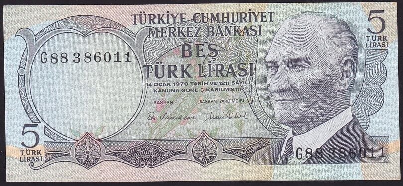 6.Emisyon 2.Tertip 5 Lira G88 386011 Çilaltı Çil