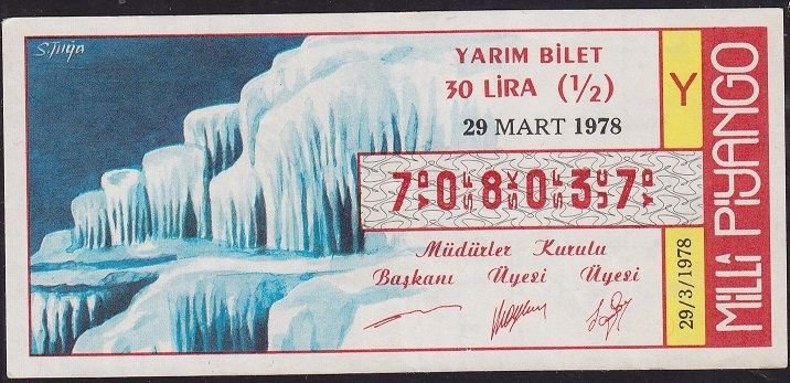 1978 29 Mart Yarım Bilet - Y Serisi