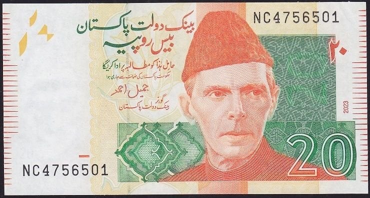 Pakistan 20 Rupee 2023 Çil