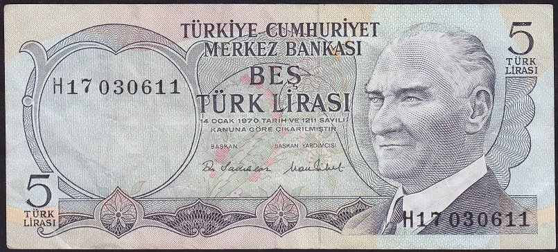 6.Emisyon 2.Tertip 5 Lira H17 030611 Çok Temiz+
