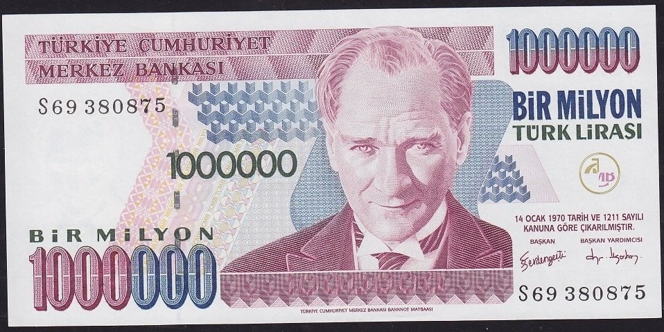 7.Emisyon 3.Tertip 1 000 000 Lira S69 380875 Çilaltı