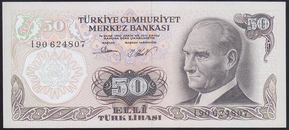 6.EMİSYON 2.TERTİP 50 LİRA I90 624807 ÇİLALTI ÇİL