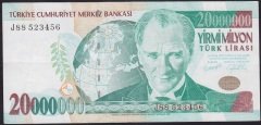 7.EMİSYON 20 000 000 LİRA J88 523456 ÇÇT