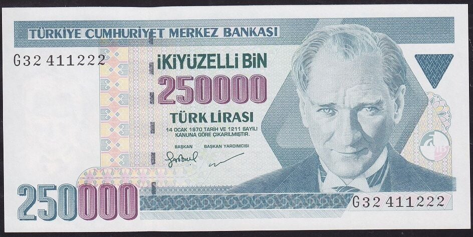 7.Emisyon 3.Tertip 250.000 Lira G32 411222 Çil