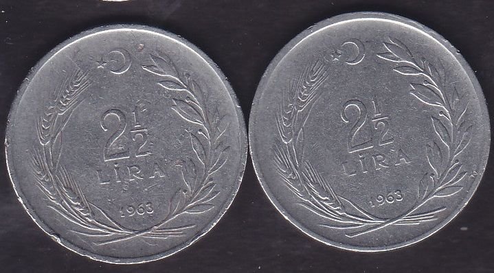 1963 Yılı 2.5 Lira (Ters Düz Takım)