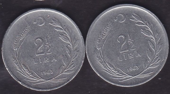 1963 Yılı 2.5 Lira (Ters Düz Takım)