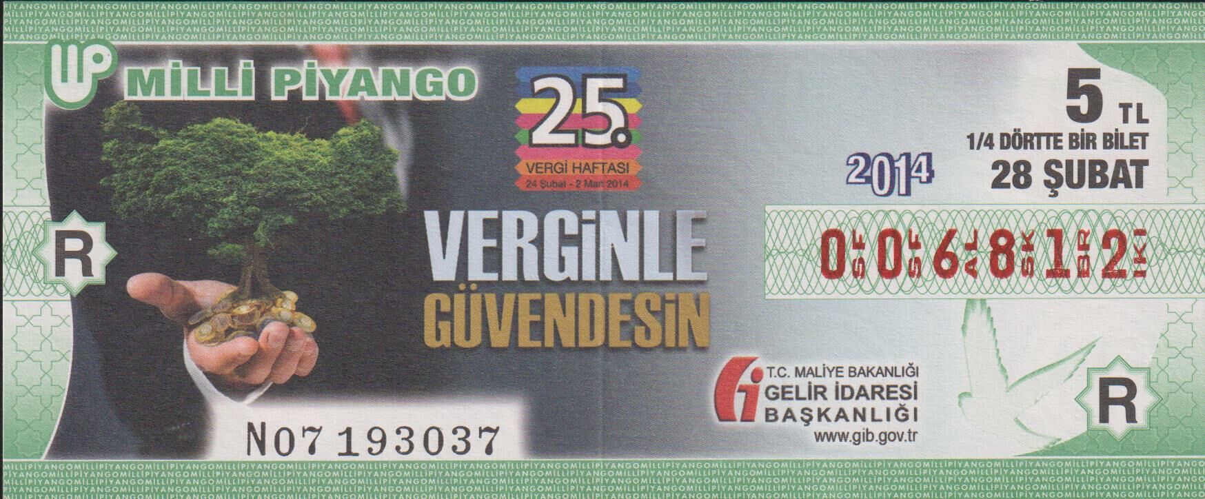 2014 28 Şubat Çeyrek Bilet - R Serisi