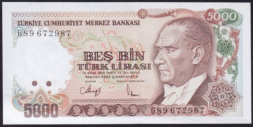7.Emisyon 4.Tertip 5000 Lira G89 672987 Çilaltı Çil