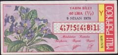 1978 9 Nisan Yarım Bilet - Y Serisi