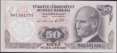 6.Emisyon 1.Tertip 50 Lira H62 501732 Çilaltı (Çok hafif Bombe var)