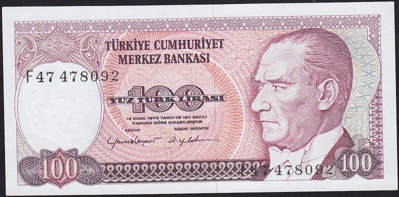 7.Emisyon 2.Tertip 100 Lira F47 478092 Çilaltı Çil