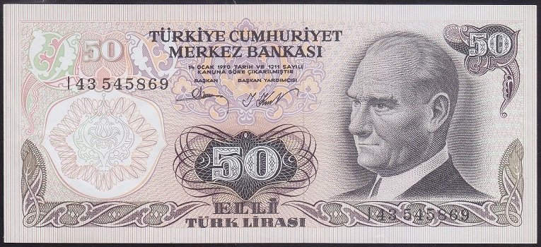 6.EMİSYON 2.TERTİP 50 LİRA I43 545869 ÇİLALTI