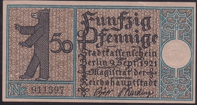 ALMANYA 50 PFENNİNG 1921 ÇİLALTI 10 NUMARA